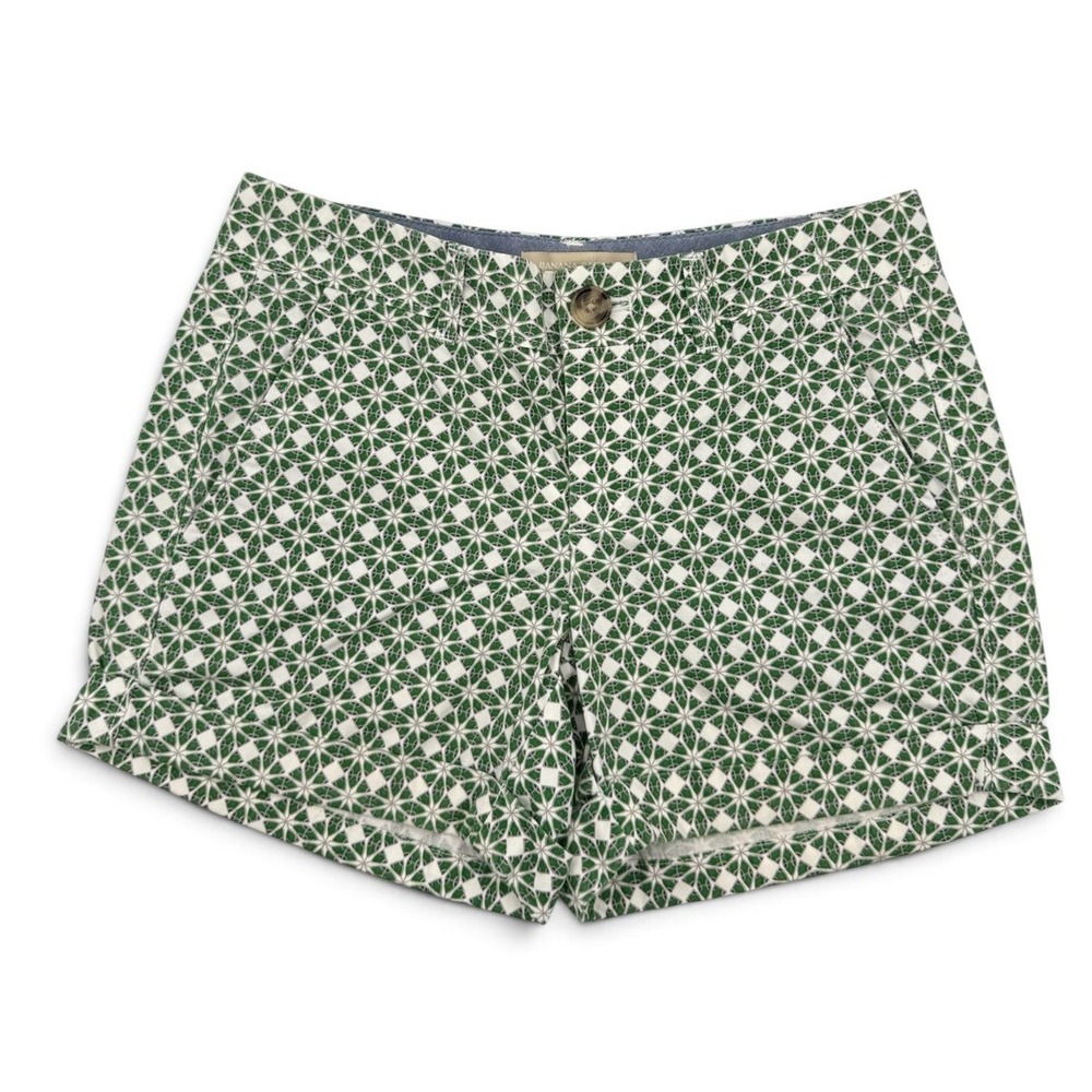 Banana Republic We Roll Up Chino Short Green Geometric Womens Petite 00 2029-50